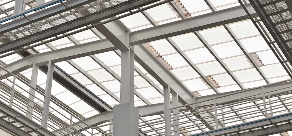 Structural steel and skylight roofing on a commercial building in Auckland